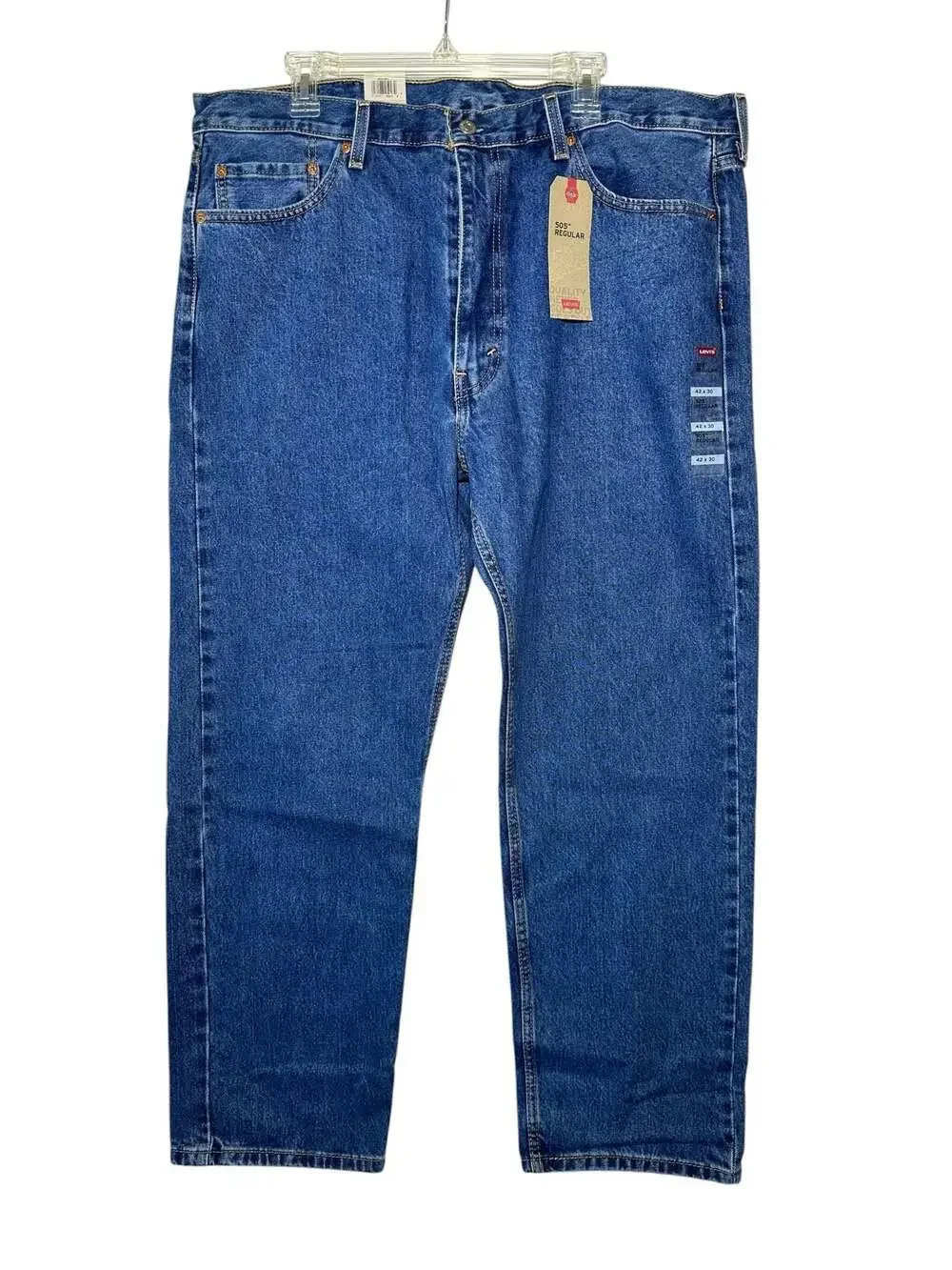 Levi's 505 Regular Straight Fit Men's Jeans, Size 42x30, Blue Denim NWT
